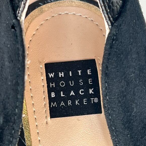 White House Black Market Black Suede Embossed Leather Stiletto Heels Shoes 10 - Picture 13 of 14